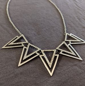Silver geometric statement necklace